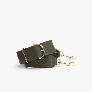 NEW Cuyana Adjustable Wide Strap in Dark Olive Pebbled Leather